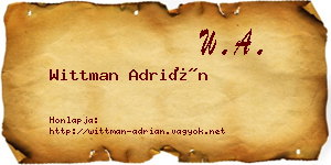 Wittman Adrián névjegykártya